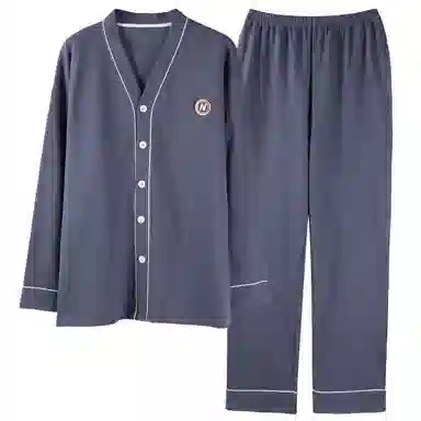 莫代尔 小清新显瘦开衫长袖长裤简约亲肤舒适柔软家居服可外穿睡衣套装 男女同款