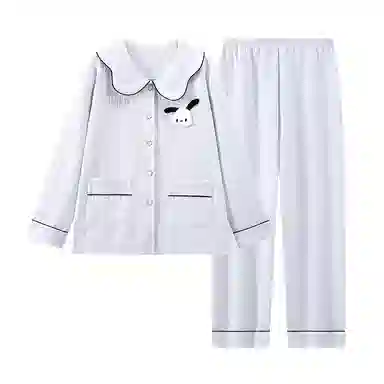 莫代尔 开衫韩版卡通甜美素色时尚保暖亲肤睡衣套装 女款