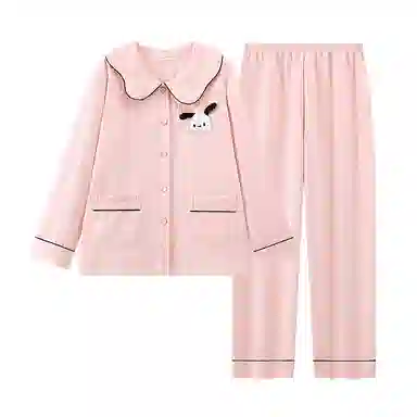 莫代尔 开衫韩版卡通甜美素色时尚保暖亲肤睡衣套装 女款