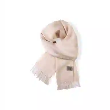 梦特娇 白色秋冬简约百搭流苏点缀保暖 羊毛 绒线围巾 男女同款情侣款