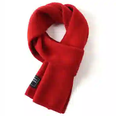 啄木鸟 韩系高级感蓝红色加厚围脖 绒线围巾 女款