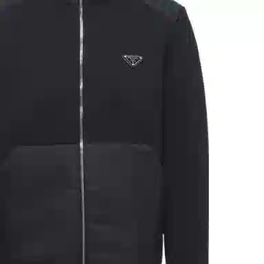 Prada FW22 Colorblock Zip Hoodie Jacket Black
