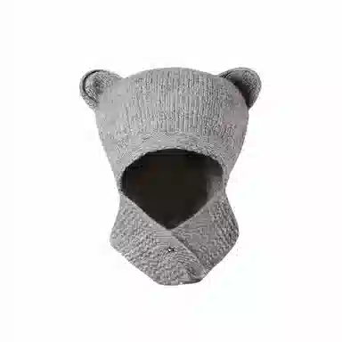 北极绒 安可拉  保暖显脸小可爱小熊护耳包头 百搭 聚酯纤维 绒线帽 男女同款情侣款