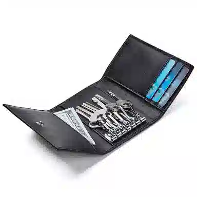 波斯丹顿 小怪兽可爱造型 牛皮 多功能按钮锁匙包卡包匙包 男女同款情侣款 黑色