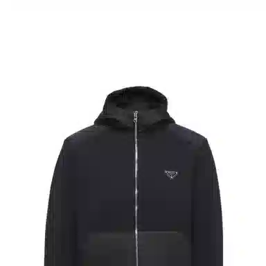 Prada FW22 Colorblock Zip Hoodie Jacket Black