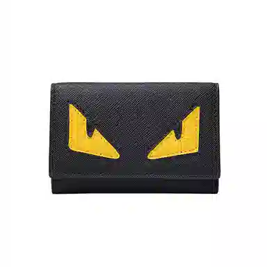 波斯丹顿 小怪兽可爱造型 牛皮 多功能按钮锁匙包卡包匙包 男女同款情侣款 黑色