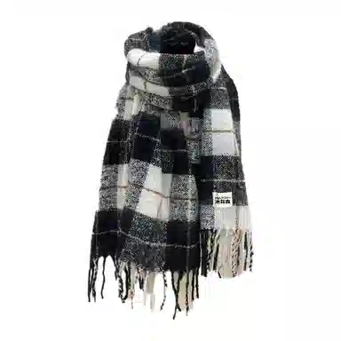 木林森 撞色条纹格子仿羊绒高级感围巾经典复古保暖加厚彩色流苏围脖  围巾 男女同款情侣款