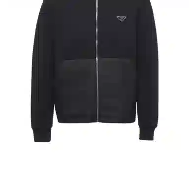 Prada FW22 Colorblock Zip Hoodie Jacket Black