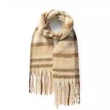 北极绒 冬季新款日系拼色仿羊绒格子秋冬防寒保暖百搭学生针织围脖 绒线围巾 男女同款情侣款