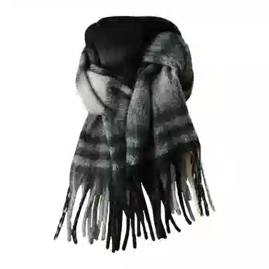 北极绒 冬季新款日系拼色仿羊绒格子秋冬防寒保暖百搭学生针织围脖 绒线围巾 男女同款情侣款