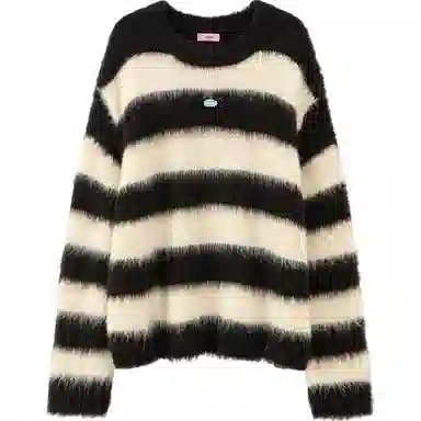 CHUU Sweater Black White Stripes