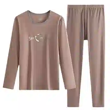 兰缪 可芯绒秋衣秋裤青少年圆领套头舒适贴身无感亲肤柔软抑菌透气打底可外穿保暖套装 男款