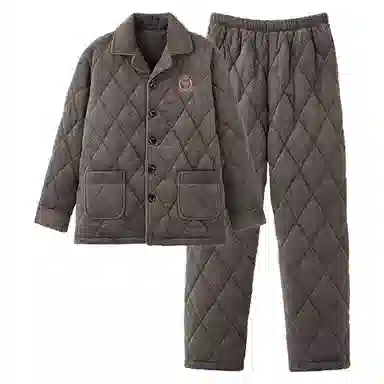 莫代尔 细腻舒适简约蓄热保暖亲肤储温家居服长袖长裤睡衣套装 男款 橄榄棕色