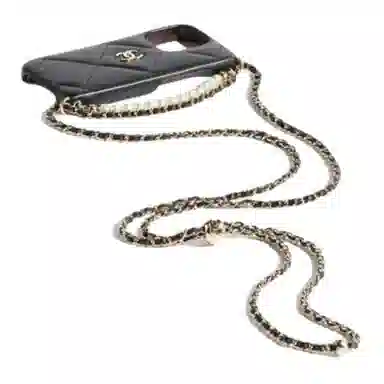 CHANEL 24P Spring Summer Lambskin Chain Bag Black