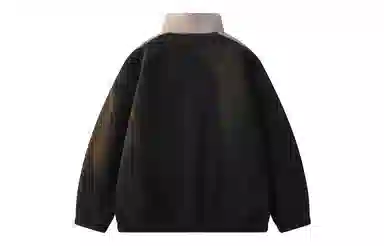 功夫熊猫 美式复古嘻哈街头字母动漫胶标基础款纯色拼接加厚保暖御寒宽松休闲柔软亲肤舒适时尚百搭痞帅拉链翻领绒感外套 男女同款