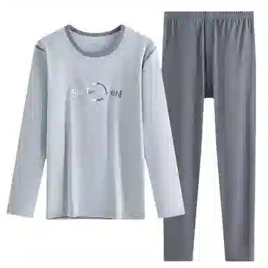 兰缪 可芯绒秋衣秋裤青少年圆领套头舒适贴身无感亲肤柔软抑菌透气打底可外穿保暖套装 男款