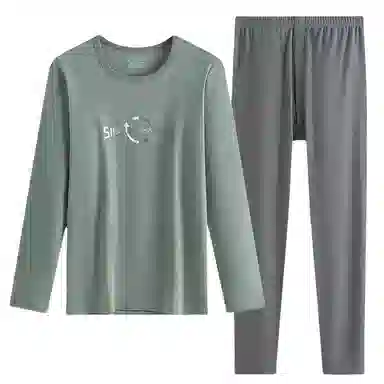 兰缪 可芯绒秋衣秋裤青少年圆领套头舒适贴身无感亲肤柔软抑菌透气打底可外穿保暖套装 男款