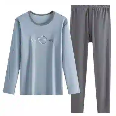 兰缪 可芯绒秋衣秋裤青少年圆领套头舒适贴身无感亲肤柔软抑菌透气打底可外穿保暖套装 男款