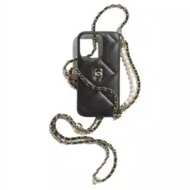 CHANEL 24P Spring Summer Lambskin Chain Bag Black