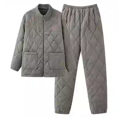 莫代尔 时尚长袖长裤保暖储温细腻蓄热加厚不臃肿家居服可外穿睡衣套装 男款 灰色