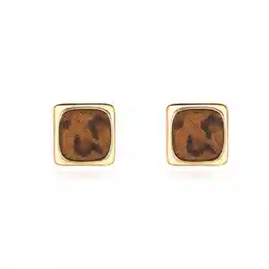 韵系 高级感豹纹四叶草 铜镀金 耳环 女款