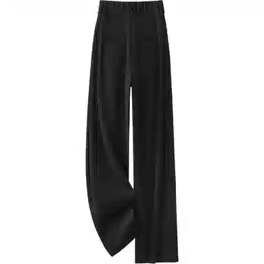 丝柏舍 纯色拉链高腰休闲裤 女款 黑色