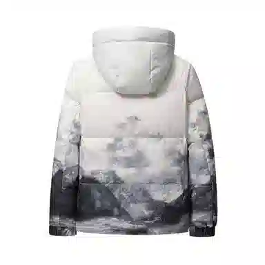 鸭鸭 白云雪山渐变休闲宽松连帽套头羽绒服 男女同款