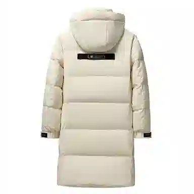 鸭鸭 中长款过膝时尚连帽加厚保暖羽绒服 男女同款