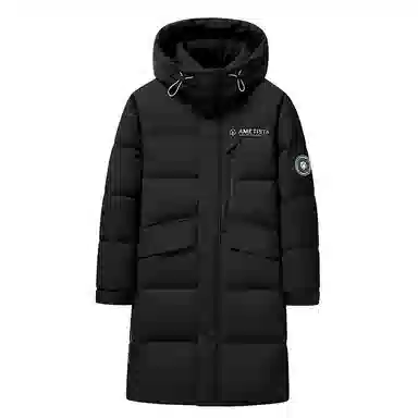 鸭鸭 中长款过膝时尚连帽加厚保暖羽绒服 男女同款