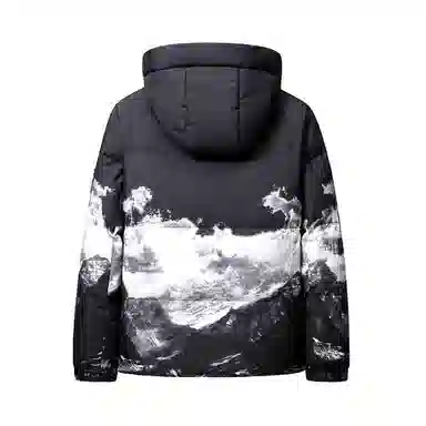 鸭鸭 白云雪山渐变休闲宽松连帽套头羽绒服 男女同款