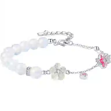 银千惠 岁月逢花 新中式十二花神桃之夭夭国潮转运珠招桃花平安纳福小众不对称百搭可调节首饰 好运 玛瑙 手链 女款