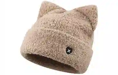 优幽兰 时尚百搭高级感加绒加厚毛绒帽韩系甜美可爱大头围显脸小毛线针织帽日系休闲简约纯色护耳保暖 聚酯纤维 绒线帽 女款