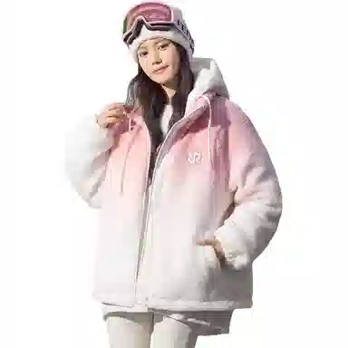 鸭鸭 渐变加厚保暖韩系可爱防风连帽长袖羽绒服 女款