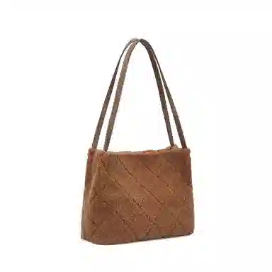 红蜻蜓 简约慵懒休闲羊羔毛 超细纤维合成革 手提包单肩包 女款 咖啡色/奶茶色