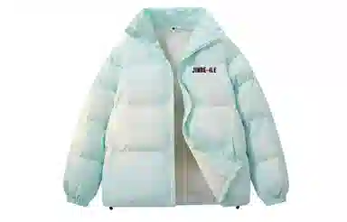 金贝勒 美式简约基础款字母印花宽松立领落肩休闲百搭拉链面包棉服 男女同款