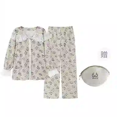 芬腾可安 韩版甜美亲肤长袖长裤家居服可外穿睡衣套装 女款 图色