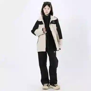星际者 可拆卸加绒内胆宽松立领可连帽三合一防风防水防泼徒步登山旅游山系户外宽松冲锋衣情侣款夹克外套 男女同款