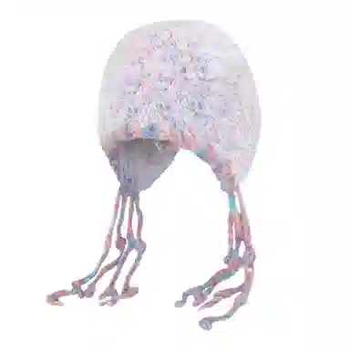 北极绒 韩版多巴胺撞色毛绒护耳帽秋冬防寒保暖百搭流苏雷锋帽手工编织 羊毛混纺 绒线帽 男女同款情侣款