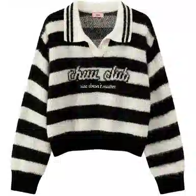 CHUU Sweater Black White Stripes