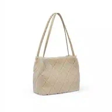 红蜻蜓 简约慵懒休闲羊羔毛 超细纤维合成革 手提包单肩包 女款 咖啡色/奶茶色