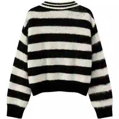 CHUU Sweater Black White Stripes