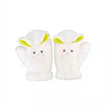 浪莎 冬季保暖可爱小羊卡通学院风加绒加厚防寒学生骑车挂脖手套 涤纶 绒线手套 女款