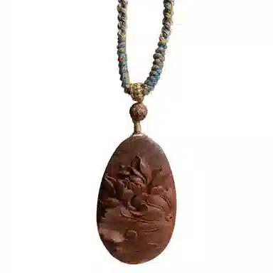 絮物 新中式国潮精工雕刻荷花 好事莲莲 富贵莲花转奢大牌简约设计  送礼  好运 老山檀 吊坠 男女同款情侣款