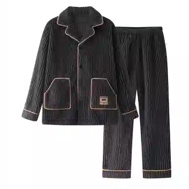 欧诗帛 加厚保暖纯色透气睡衣套装 男款 灰色