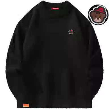 帕丁顿熊 基础款休闲慵懒风小熊胸针纯色宽松保暖加厚针织衫 男女同款