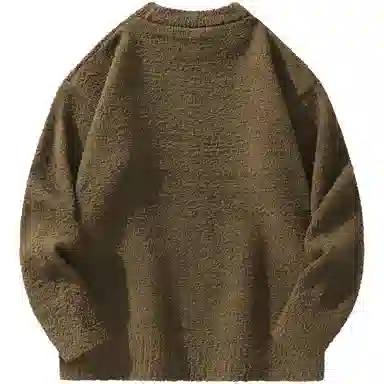 帕丁顿熊 基础款休闲慵懒风小熊胸针纯色宽松保暖加厚针织衫 男女同款