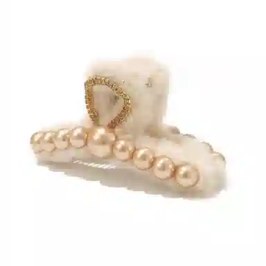 如花梦 韩版 秋冬鲨鱼夹后脑勺发勺发量多盘 可爱毛绒抓夹 亚克力 发夹 女款