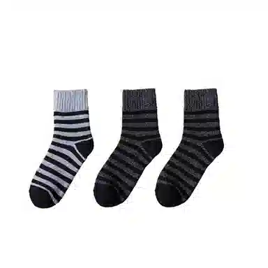 棉基因 舒适透气加绒加厚保暖亲肤毛圈中筒袜 男款 组合装