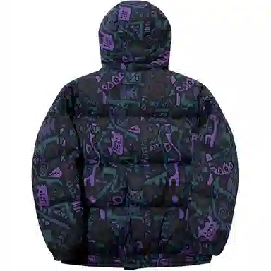 中国李宁 运动休闲保暖羽绒服 男女同款 黑色满印