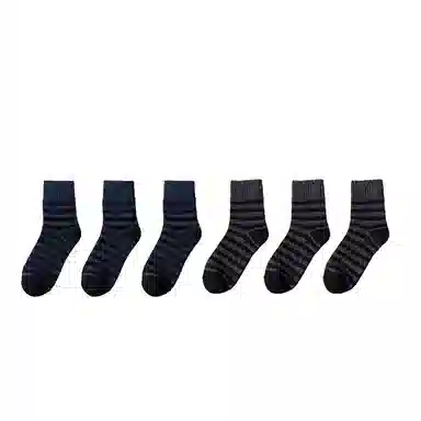 棉基因 舒适透气加绒加厚保暖亲肤毛圈中筒袜 男款 组合装